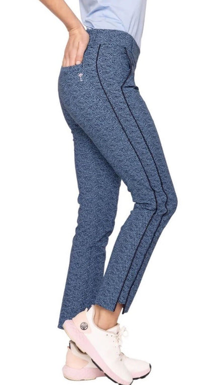 $164 Golftini Ankle Pant Side Stripes Golf Pants- Blue Swirl -Medium-New Tags