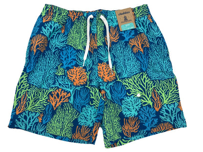$80 Chubbies Men’s The Coral Quarrels 7” Swim Trunk Liner Shorts-Aqua - Medium