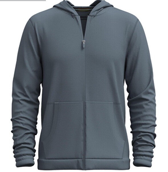 $130 Smartwool Men’s Hoodie Lightweight Uptempo Zip Sweater-Pewter Blue-Small