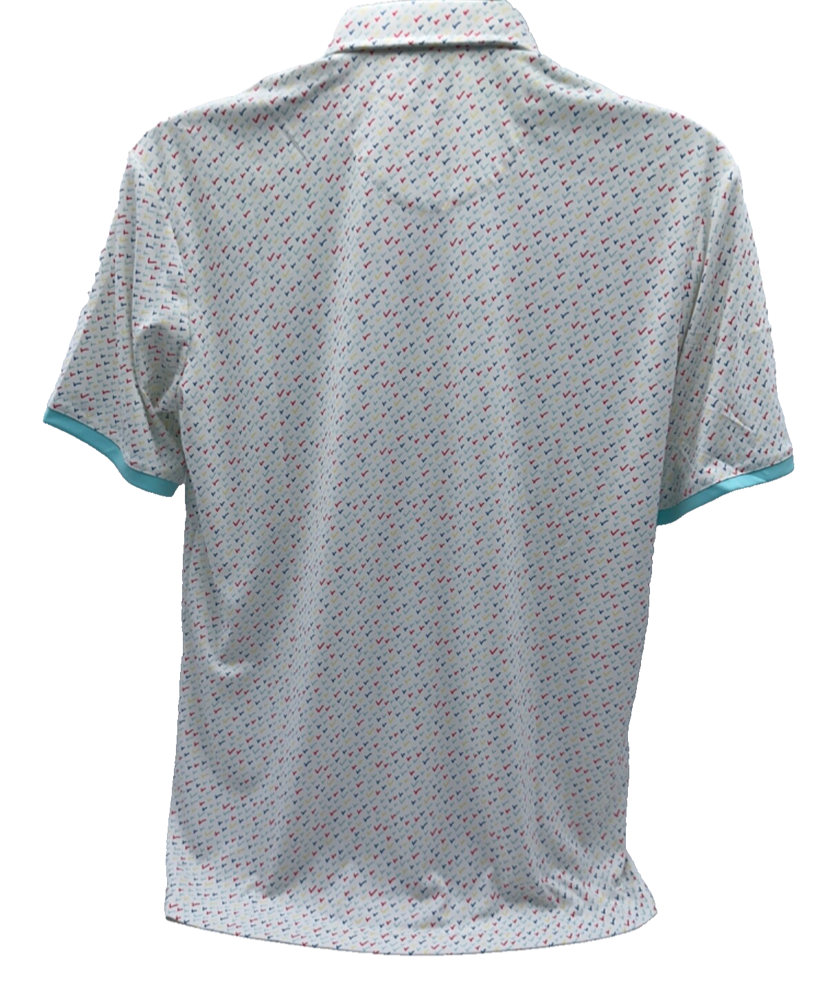$68 Swannies Golf Men’s Ashton Polo Shirt - White/Aqua - Medium - New With Tags