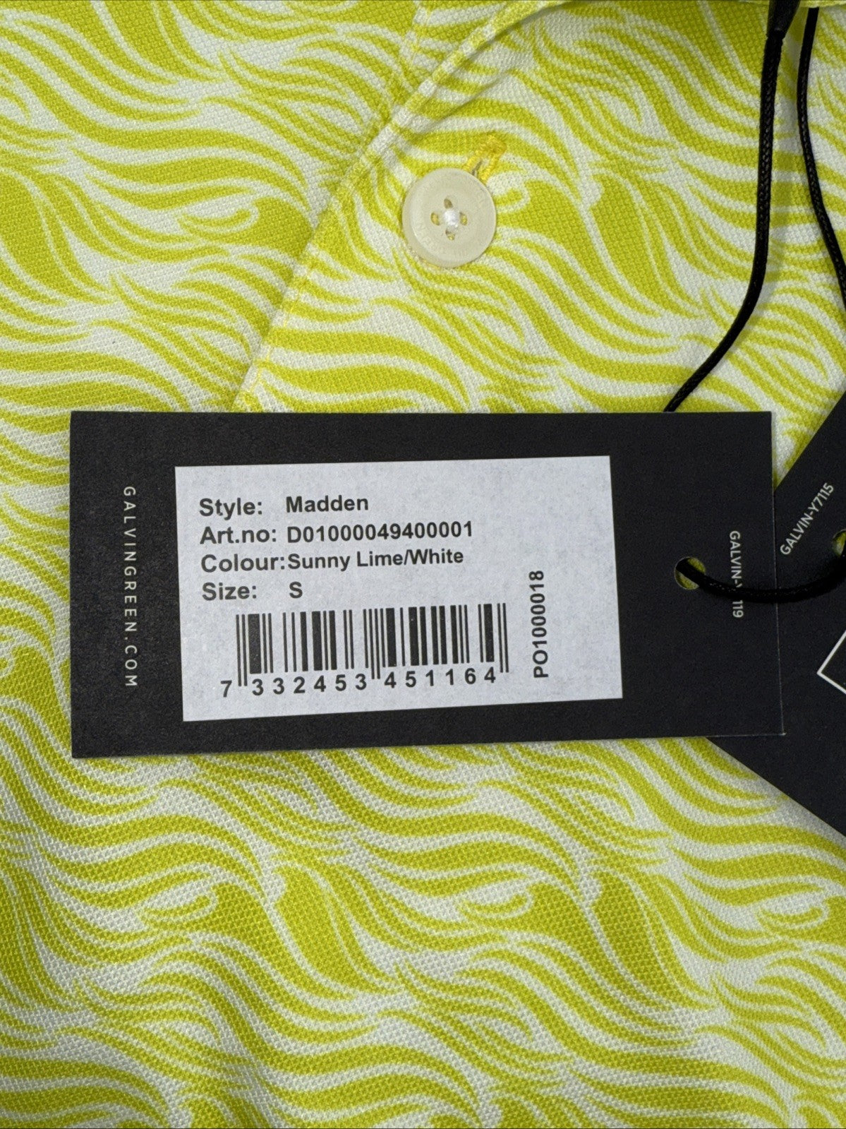 $100 Galvin Green Men’s Madden Golf Shirt Polo- Sunny Lime - Small -New Tags