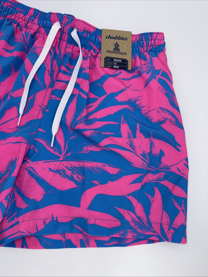 $70 Chubbies The Palm Springers 5.5" Inseam Swim Trunks-Pink/Blue- Large-New Tag