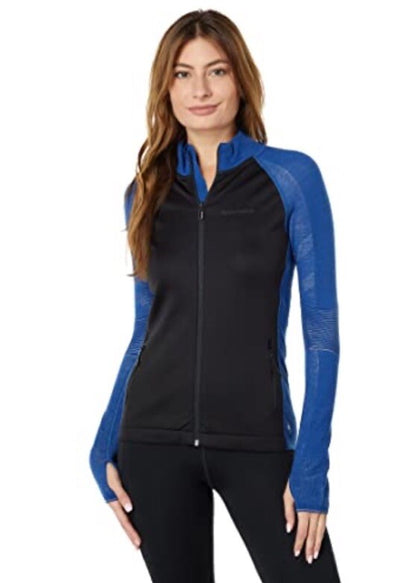 $200 SmartWool Woman’s Intraknit Active Jacket Merino Wool-Black/Blue-Medium-New