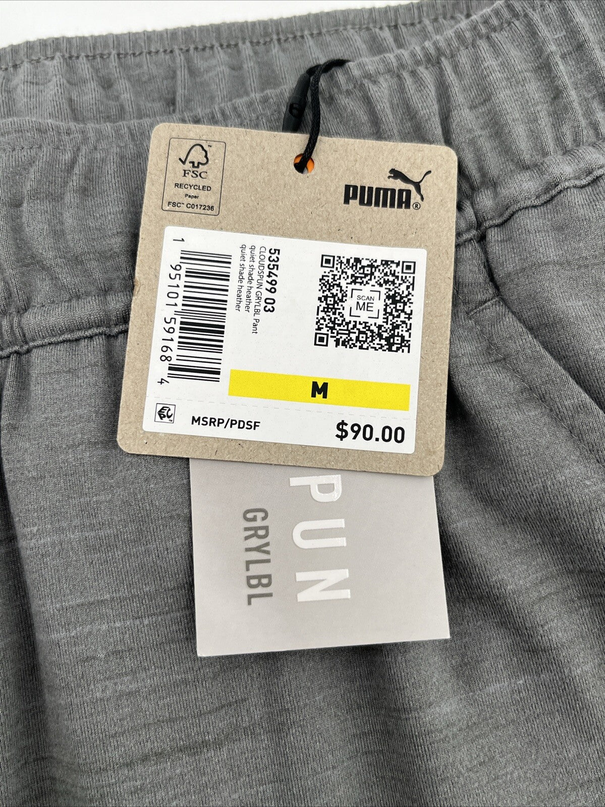 $90 Puma Men’s Cloudspun Grylbl performance golf pants-Quiet Shade Grey-Medium