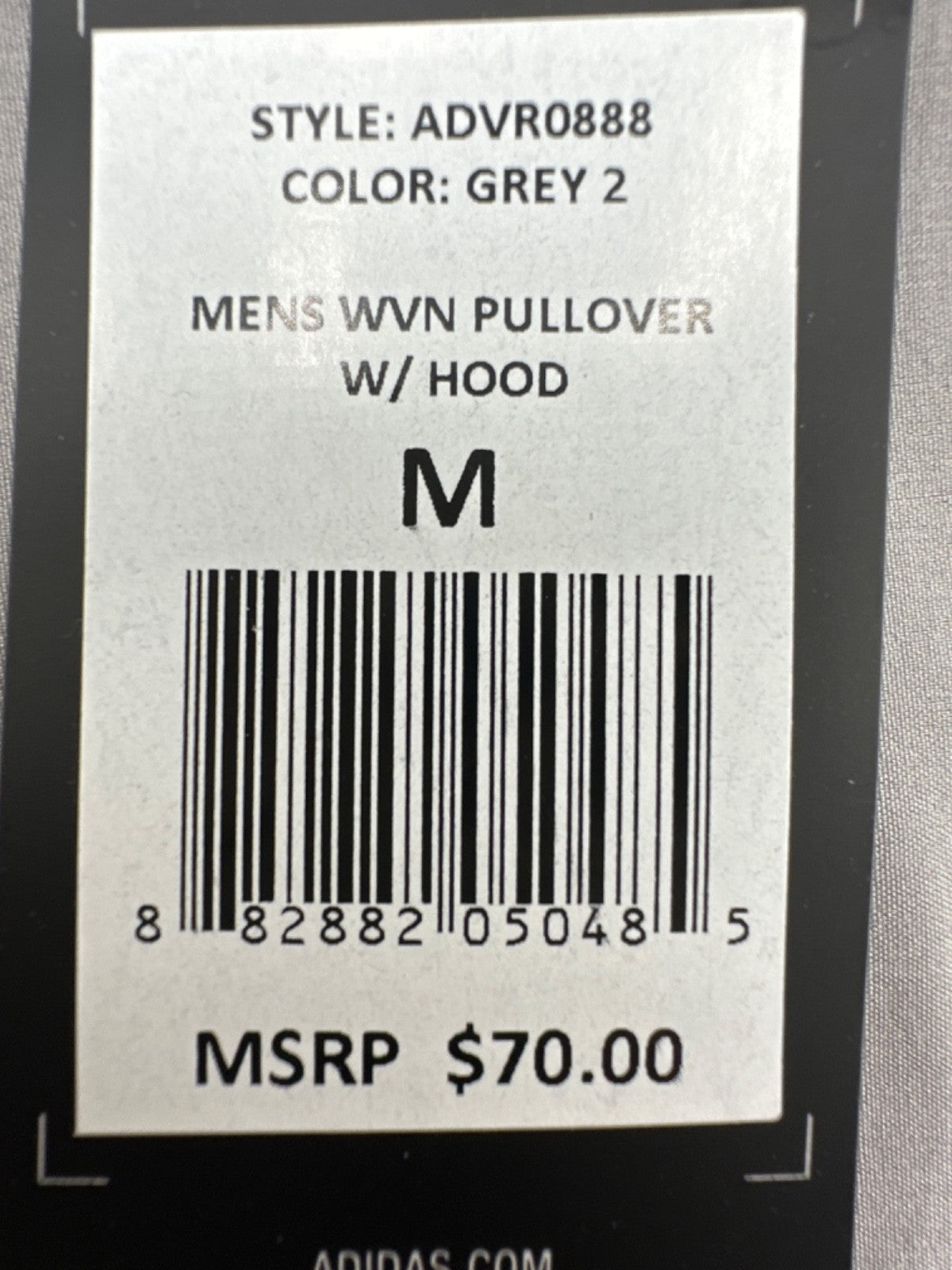 $70 Adidas Men's Woven Pull Over Hoodie - Grey - Medium - New With Tags