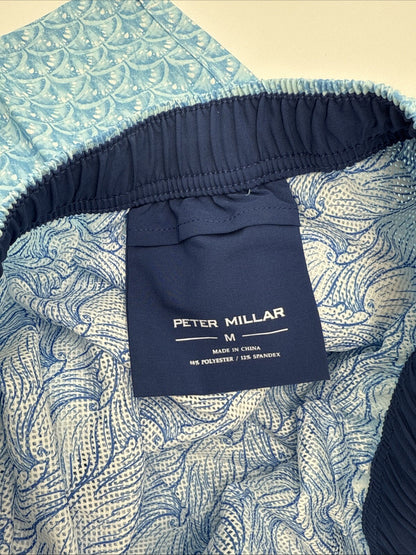 $100 Peter Millar Men’s Tropical Stingray Swim Trunks - Blue- Medium - NWT
