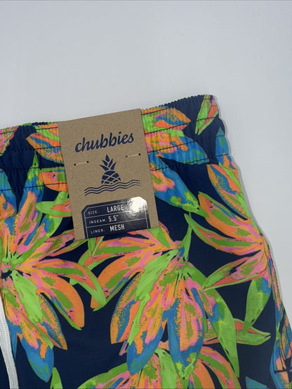 $70 Chubbies The Ocean Flowers 5.5" Inseam Swim Trunks-Multi -Large -New Tag