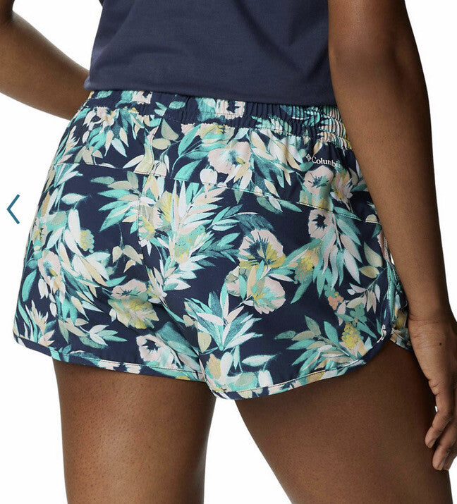 $60 Columbia Women's Bogata Bay Printed 3" Shorts-Bright Aqua-XLarge -New