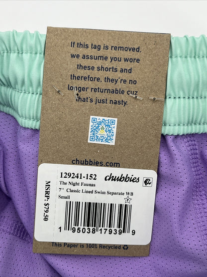 Chubbies Men's Stretch Swim Trunks 7" The Night Faunas -Multi-Small-New $79.50