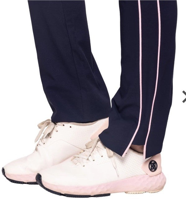 $158 Golftini Ankle Pant Side Stripes Golf Pants- Navy/Pink-Large-New Tags