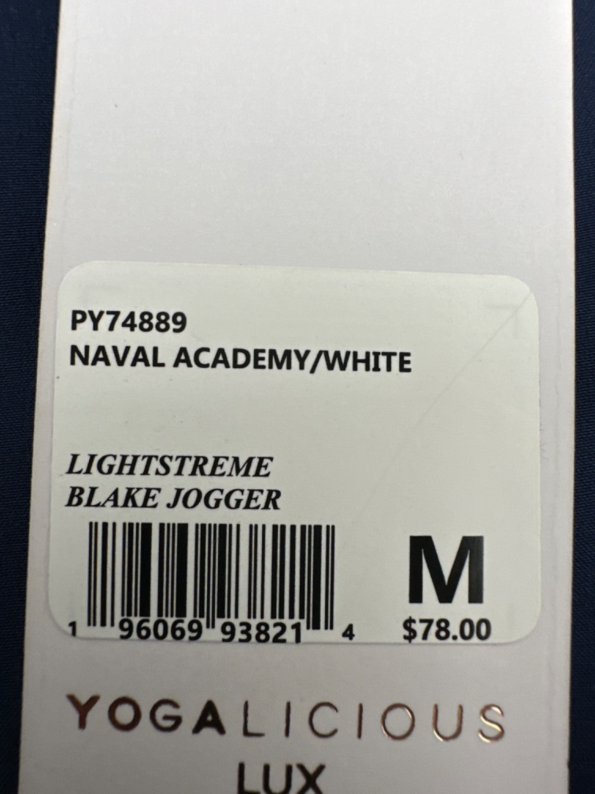 $78 Yogalicious Women's Lux Jogger Pants - Naval Academy/White - Medium - New