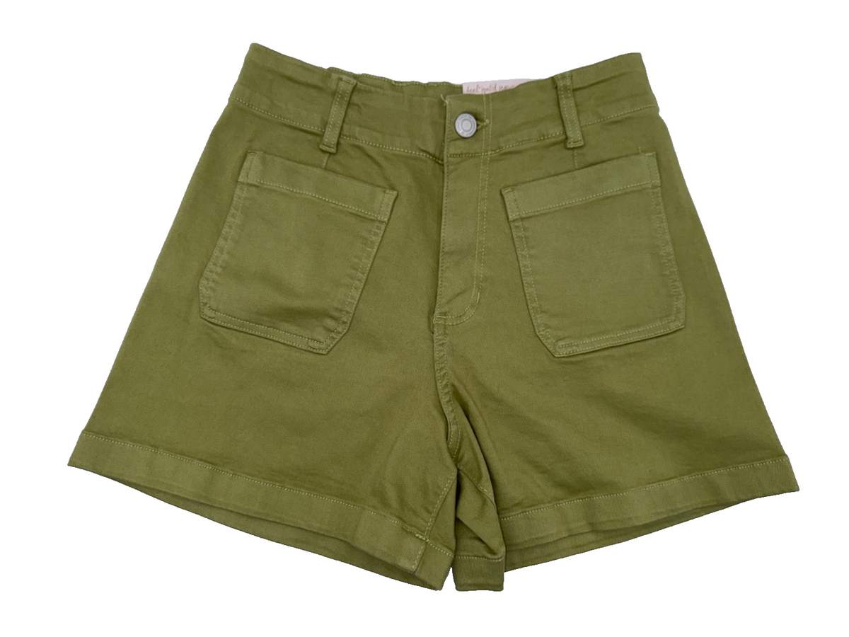 $40 Lauren Conrad Women's Super High Rise Patch Pocket Short-Giada Green-Size 4