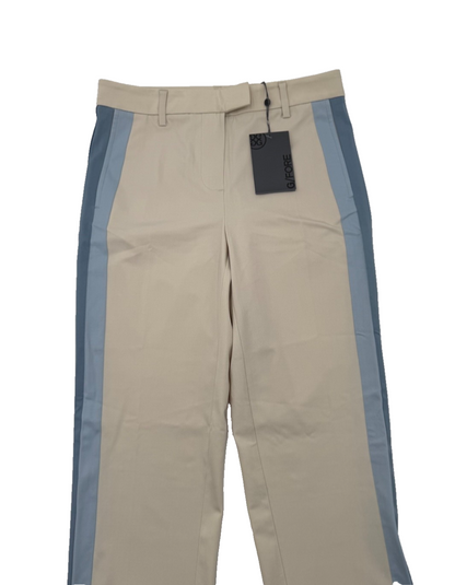 $140 G/FORE Women’s-Stretch Tech Side Stripe Twill Golf Trouser-Tan/Blue-Size 4