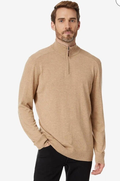 $110 Smartwool Men's Sparwood Zip-Neck Sweater-Toasted Coconut Heather-Small-New
