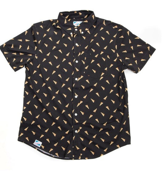 $68 Bermies Men’s Pizza Performance Golf High Stretch Polo Shirt-Black-Small-New