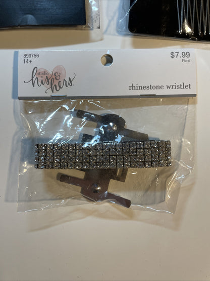 Combo Lot 3 PCs Studio His & Hers WEDDING Set: EARRING - HAIR COMB - Bracelet