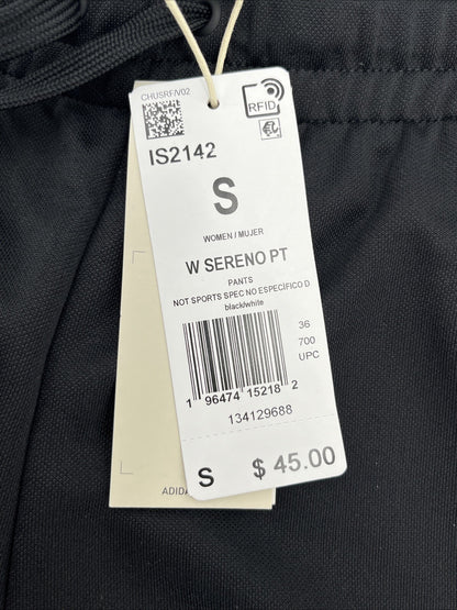 Adidas Women’s Sereno Sweatpants Joggers IS2142- Black/White-Small-New Tags