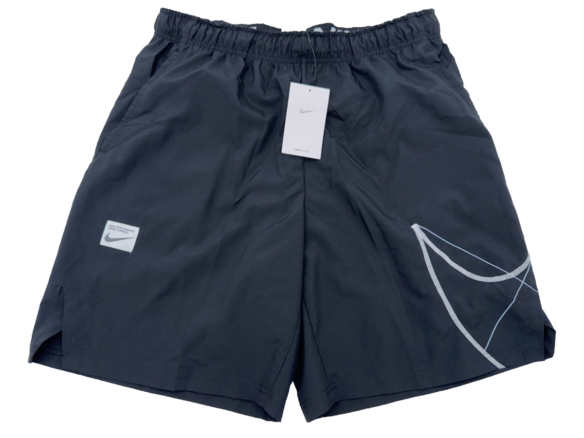 $45 Nike Men's Dri-FIT Q5 Flex Woven Shorts 9” - Black/White - Large - New