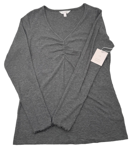 LC Lauren Conrad Women’s- Cozy Longsleeve Shirt- Grey- Large-New Tag