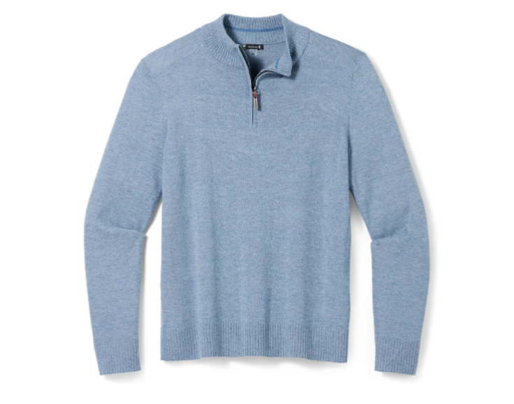 $100 Smartwool Men's Sparwood Zip-Neck Sweater-Blue Horizon- Small-New Tag