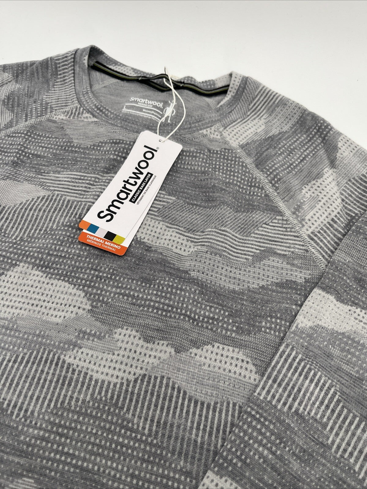 $110 Smartwool Women’s 250 Merino Wool Base Layer Crew Top-Gray Print-XSmall-New