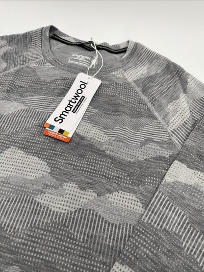$110 Smartwool Women’s 250 Merino Wool Base Layer Crew Top-Gray Print-XSmall-New