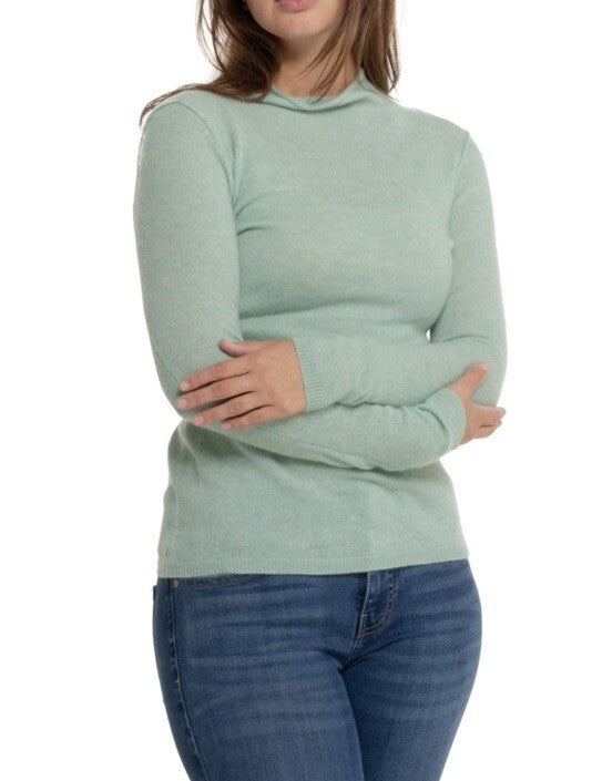 Telluride Clothing Company 2 Ply Cashmere Funnel Neck Sweater-Pistachio-Medium