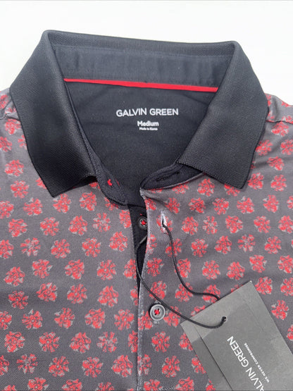 $100 Galvin Green Men’s Forged Iron Golf Shirt Murphy Polo- Grey/Red-Medium-New
