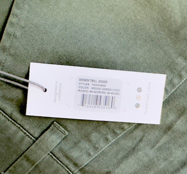 $129 Three Dots Women’s Broken Twill Jogger- Hedge Green- Size: Medium