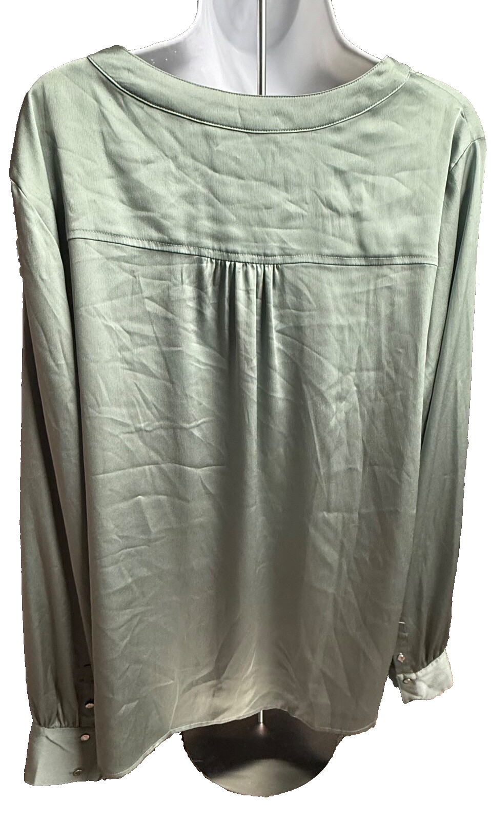 $79 WHBM Women’s-Button Blouse Shirt -Sage Green- XLarge-New Tag