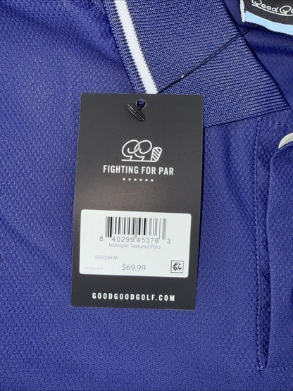 Good Good Men’s Golf Midnight Textured Polo NFLP Logo Performance-Blue-Medium