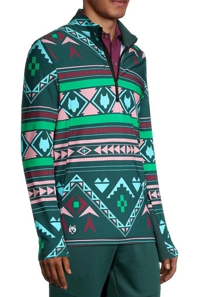 $200 Greyson Golf Pullover Sequoia Ghostwolf Print 1/4 Zip-Multicolor-Medium NWT