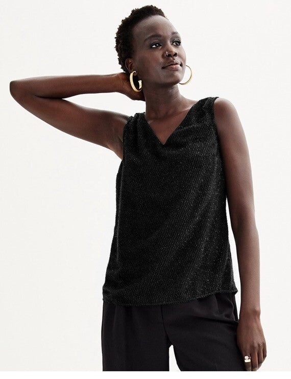 Nine West V Neck Tank - Black -Size: Small- NWT Retail $26