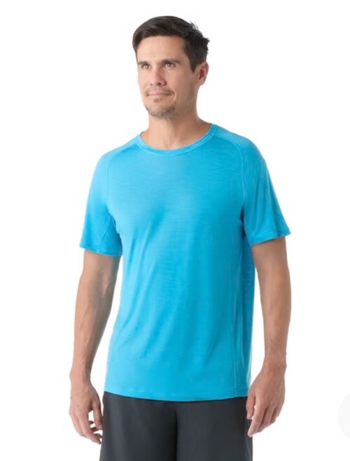 $60 Smartwool Men’s Active Ultralite Short Sleeve Shirt- Iceberg Blue-Small -New