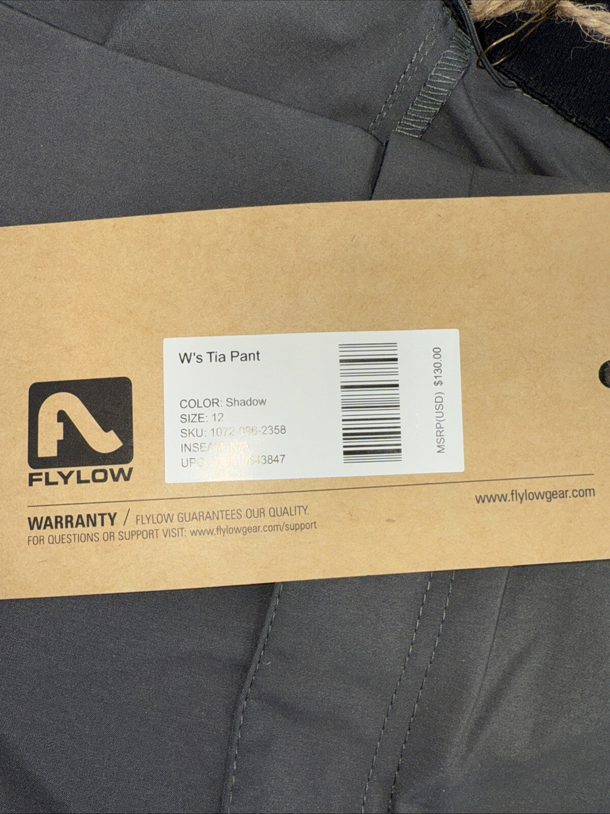 $130 Flylow Women’s Tia Pants - Shadow Grey - Size: 12 (36” Expandable)- New Tag