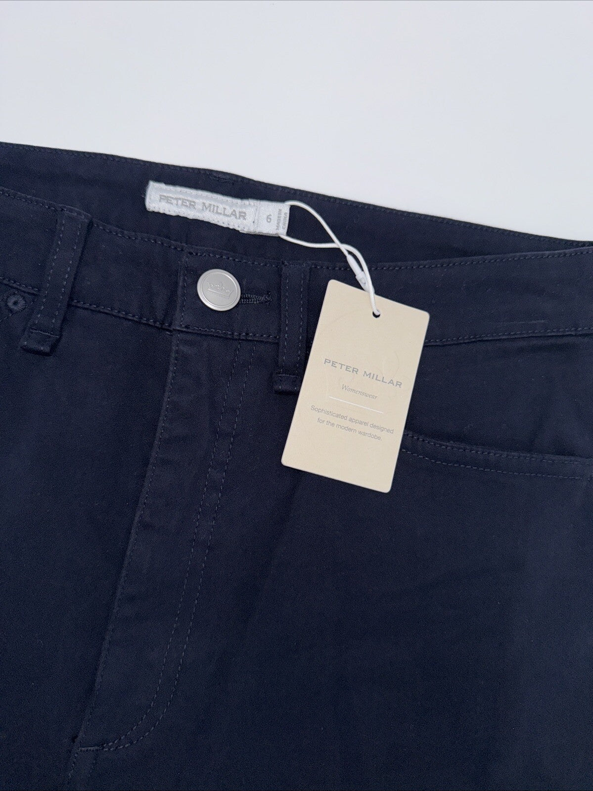 $150 Peter Millar Women's Karlie Stretch Sateen High Rise Pant-Navy-Size: 6 -NEW