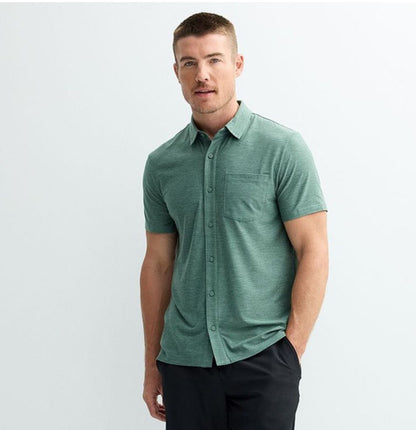 $30 FLX Men’s-Luxury Soft Button-Down Shirt-Green-Small-New Tag