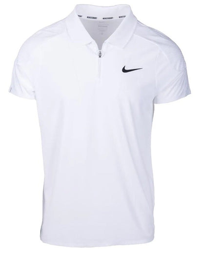 $105 Nike Men’s Dri-FIT Court Slam Tennis Polo Shirt 1/4 Zip- White-Small- NEW