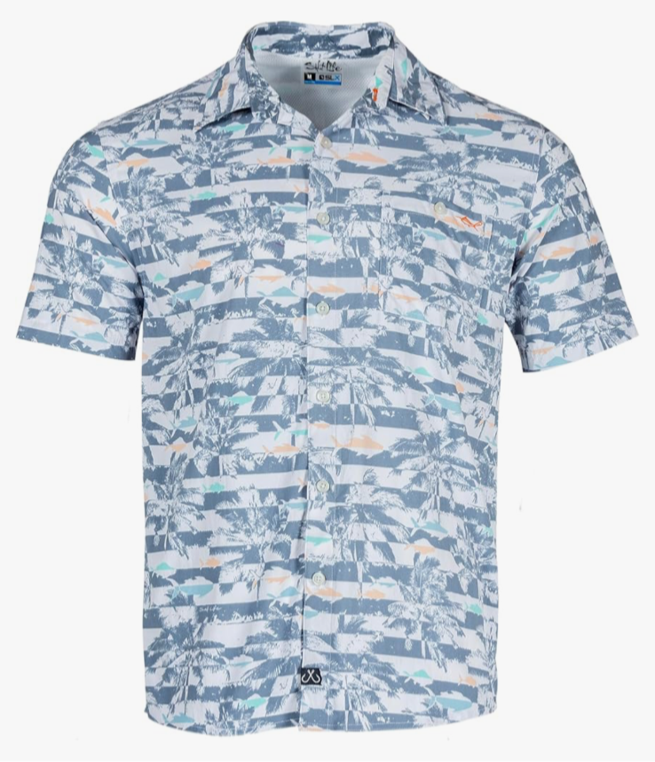 $72 Salt Life Men's Sunshine Button Down Shirt - Elemental Blue - Large- New