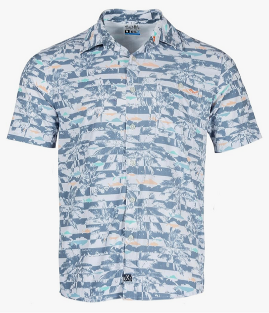 $72 Salt Life Men's Sunshine Button Down Shirt - Elemental Blue - Large- New