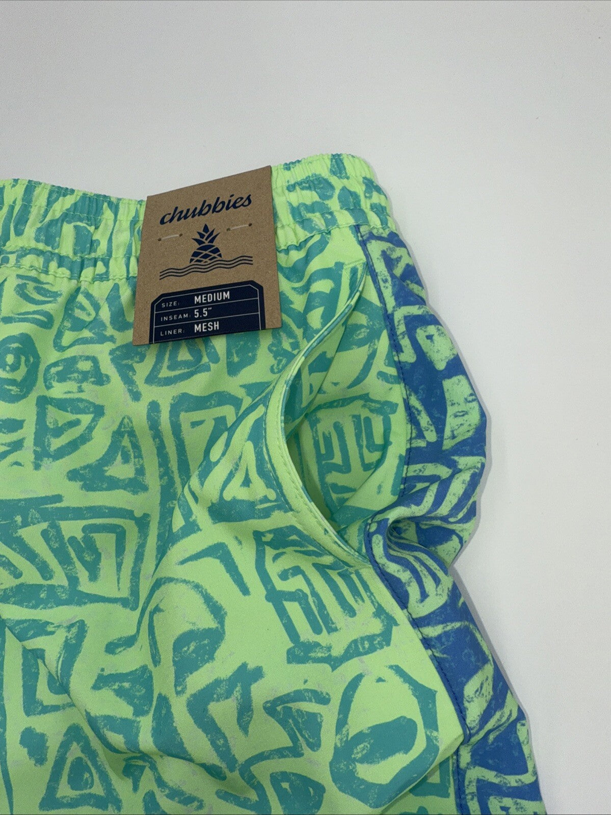 $70 Chubbies The Shakedowns 5.5" Inseam Swim Trunks-Green Blue -Medium-New Tag