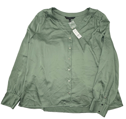 $79 WHBM Women’s-Button Blouse Shirt -Sage Green- XLarge-New Tag