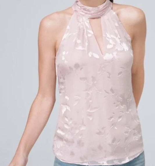 $99 WHBM Women’s-Keyhole Floral Hater Top-Rose Pink-Large-New Tag
