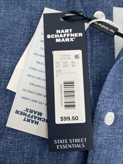 $99 Hart Schaffner Marx Men's State Street Albini L/Sleeve Shirt-Blue-Small-New