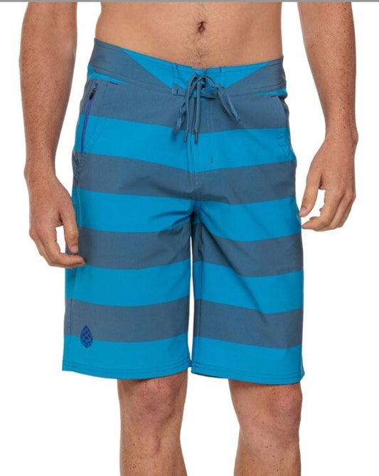 $78 Stio Men’s CFS Board Short 10.5in  - Blue/Grey Stripes -Size: 34W - New Tags
