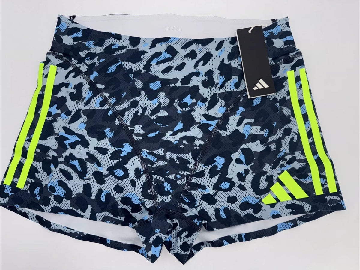 $85 Adidas Women Adizero Booty Elite Running tights shorts IT5775- Blue- Medium