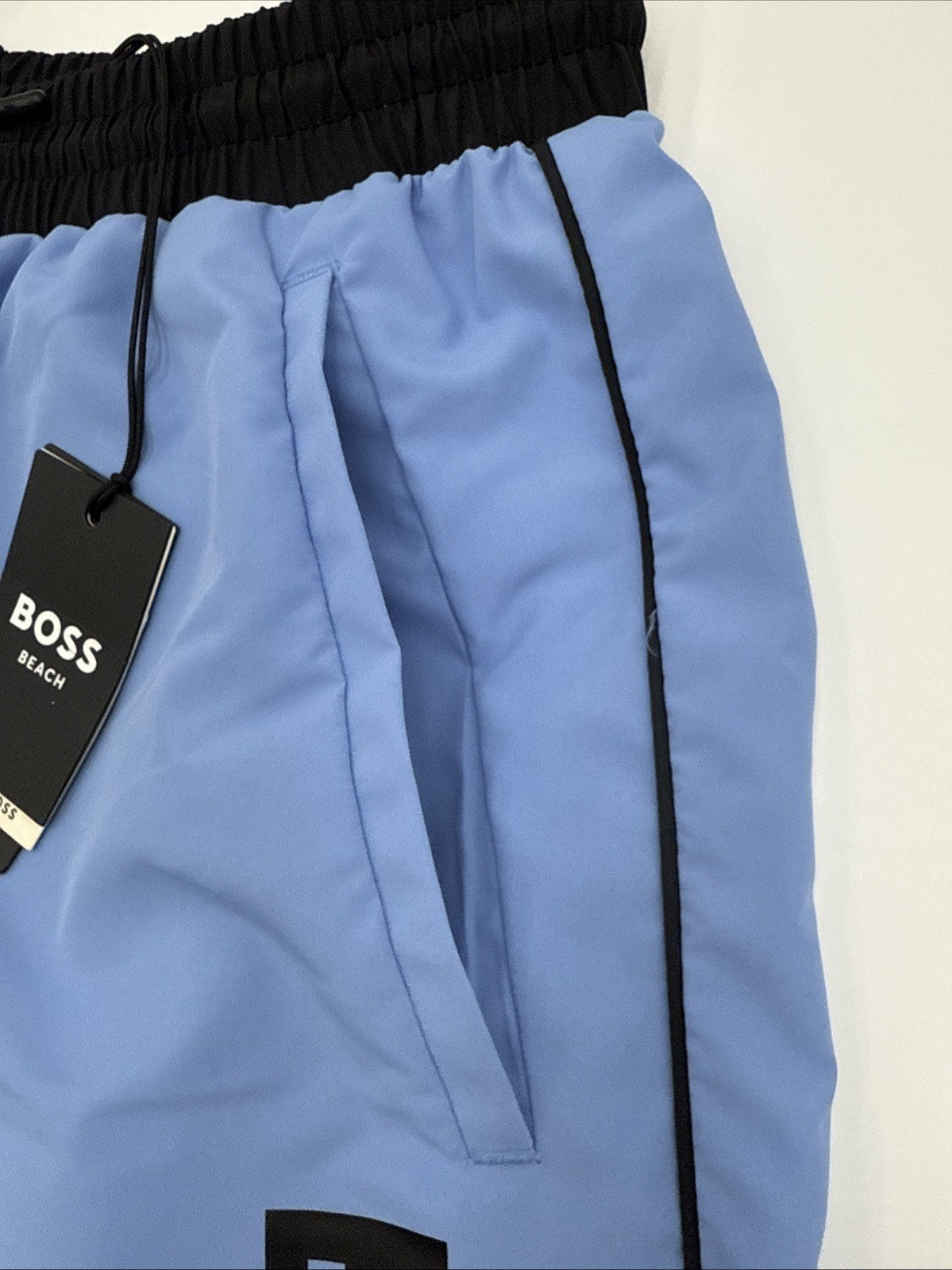 $58 Hugo Men’s- Boss/Hugo Men's Sawfish Drawstring Swim Trunks- Blue -Large-New