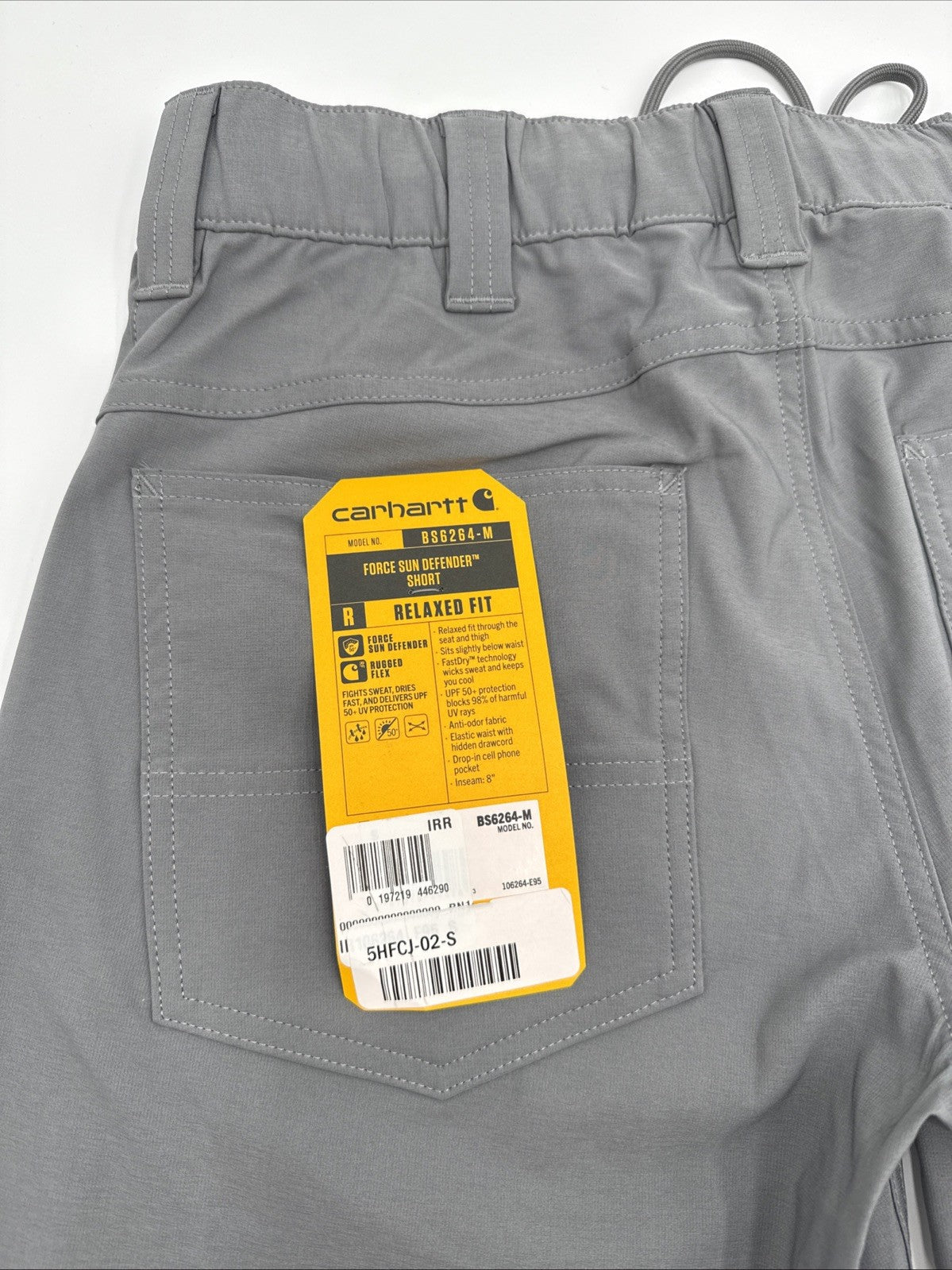 Carhartt Men's Force Sun Defender Relaxed Fit Lightweight Shorts-Grey-Small-New