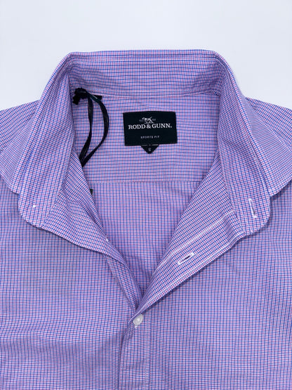 $125 Rodd and Gunn Men's Care Runaway Long Sleeve Button Up Shirt-Blue/Red-Small