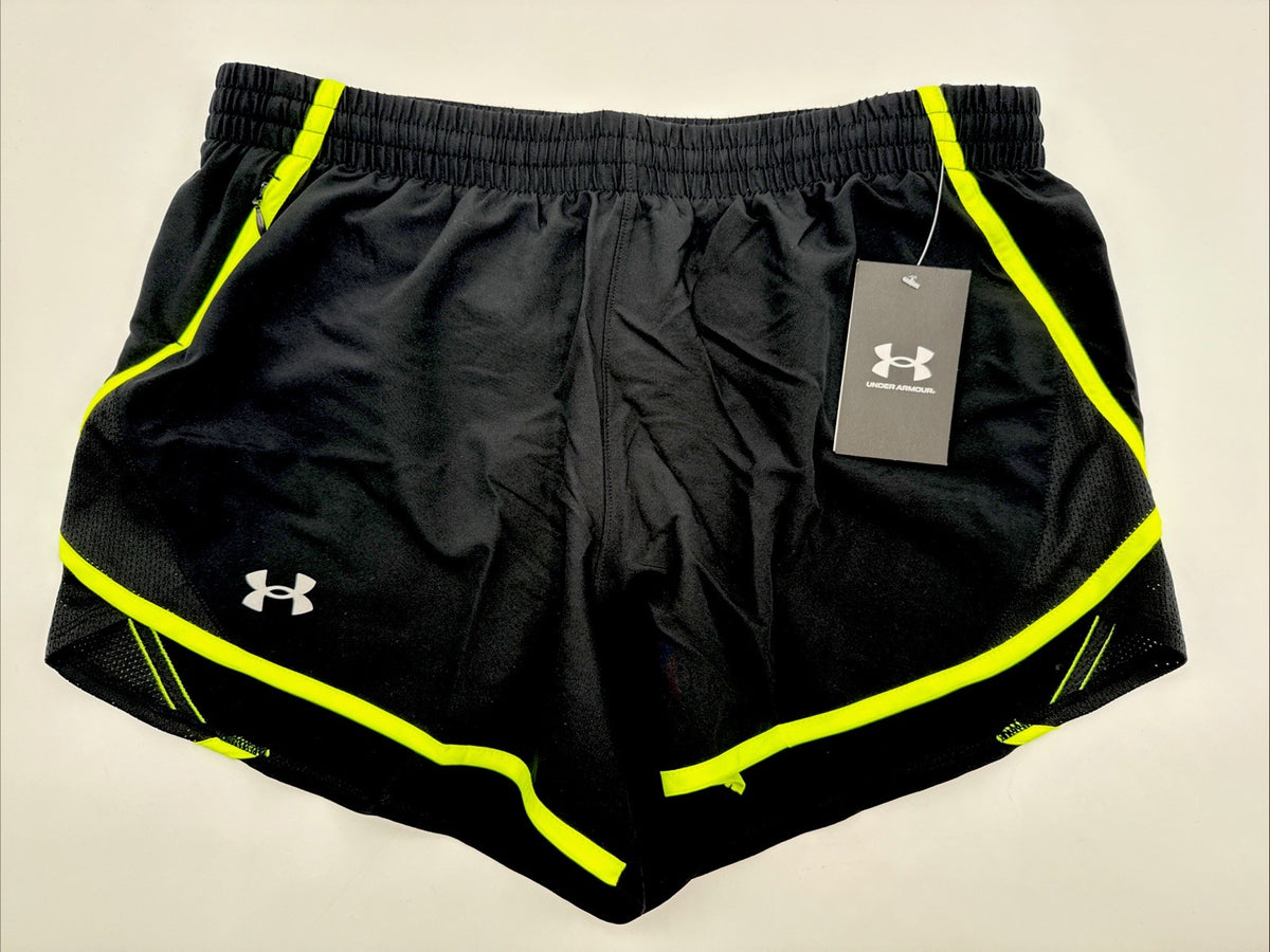 Under Armour Women’s Running Shorts 3 Inch Lightweight Zip Pocket-Black- Medium